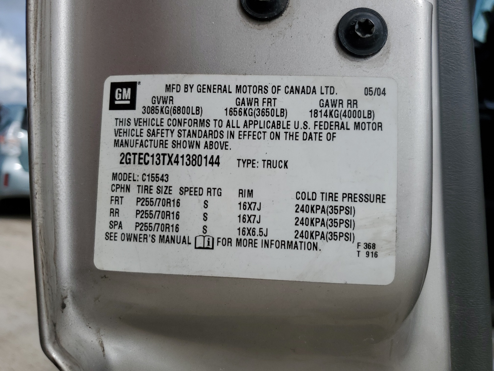 2GTEC13TX41380144 2004 GMC New Sierra C1500