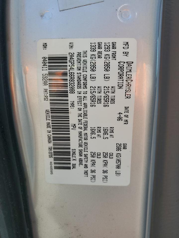 2006 Chrysler Town & Country Touring VIN: 2A4GP54L66R832088 Lot: 64910614