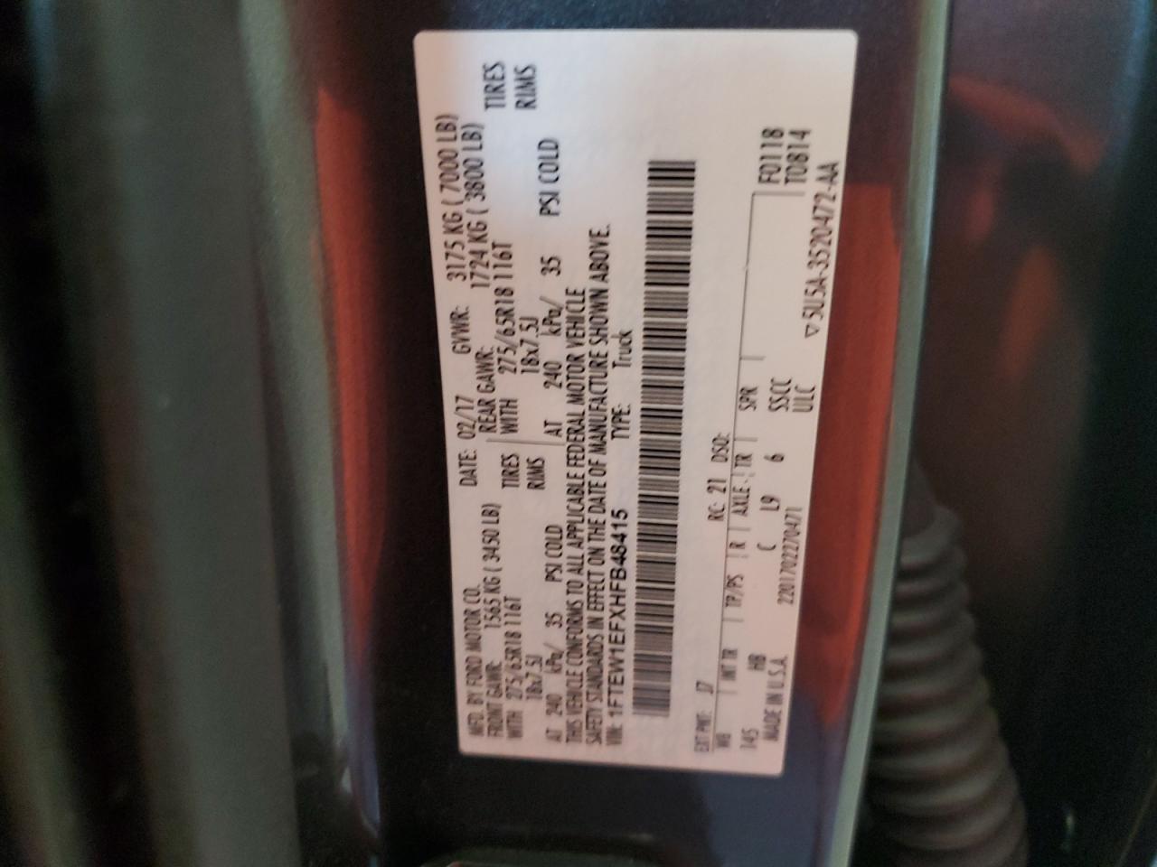 1FTEW1EFXHFB48415 2017 Ford F150 Supercrew 1FTEW1EFXHFB48415 2017 Ford F150 Supercrew