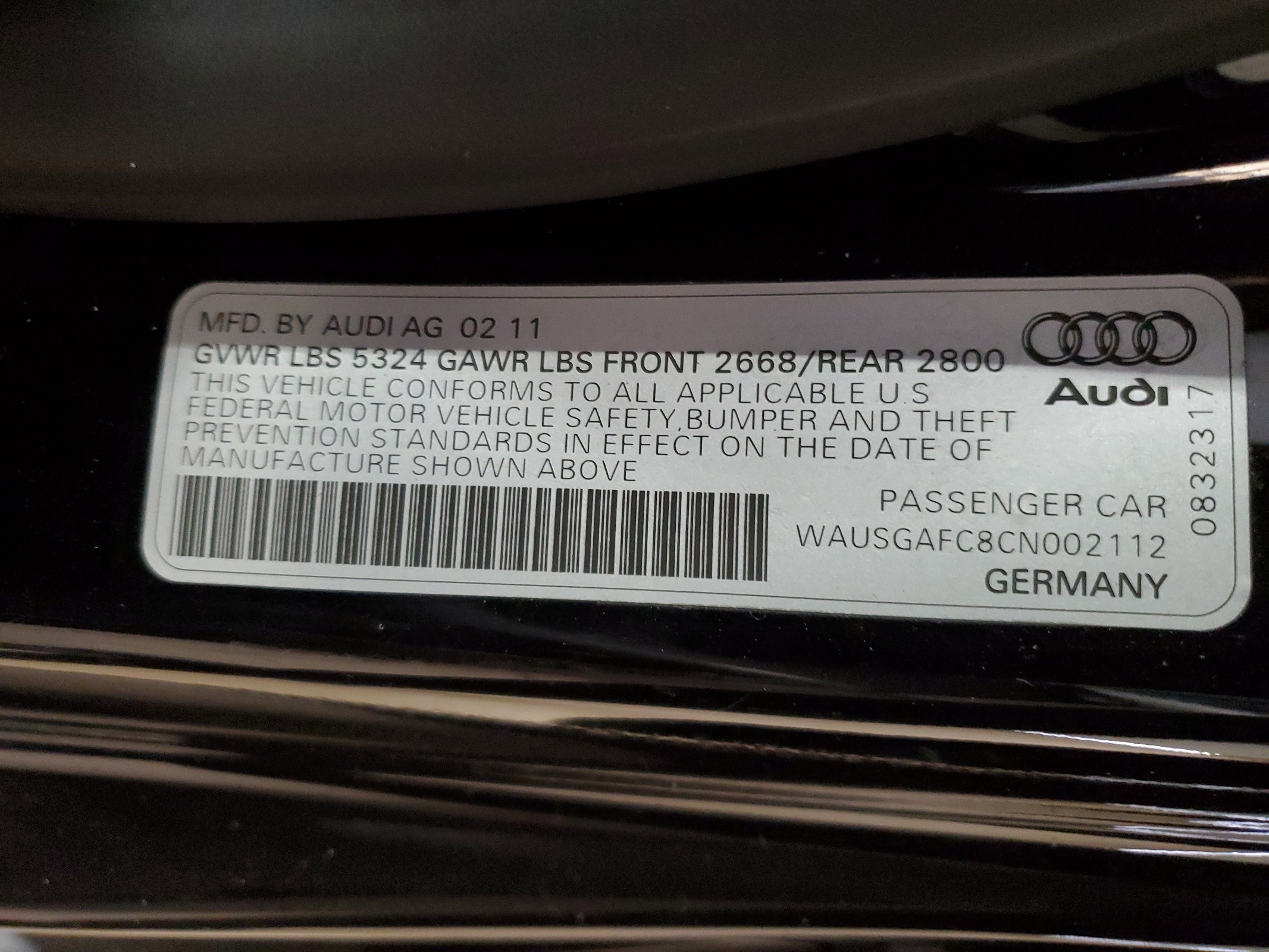 WAUSGAFC8CN002112 2012 Audi A7 Prestige