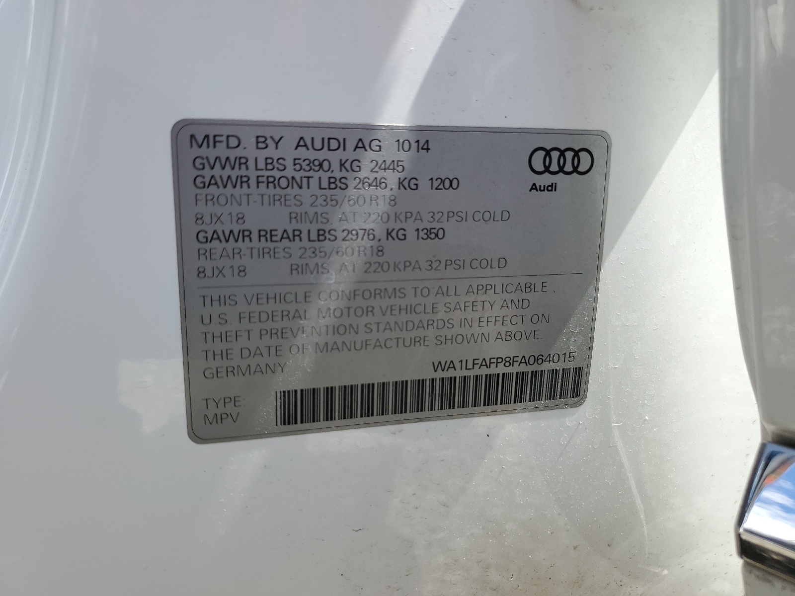 WA1LFAFP8FA064015 2015 Audi Q5 Premium Plus