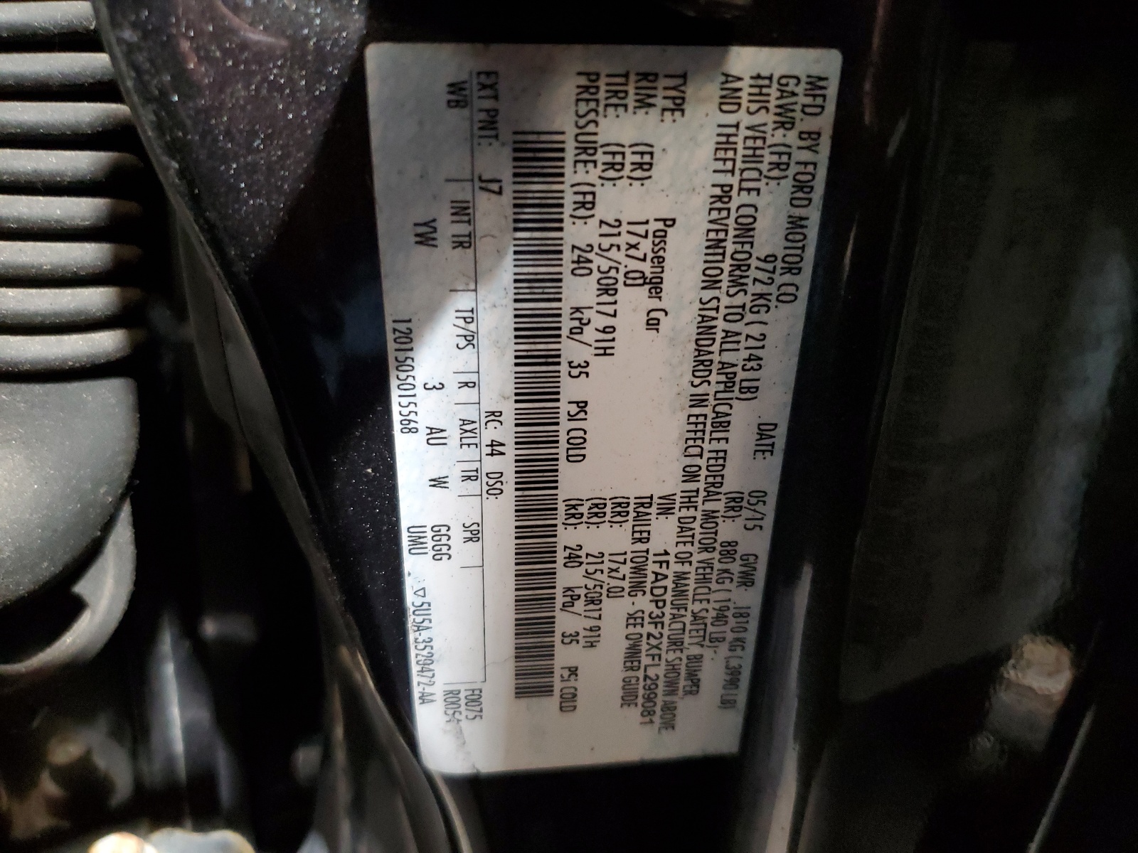 1FADP3F2XFL299081 2015 Ford Focus Se