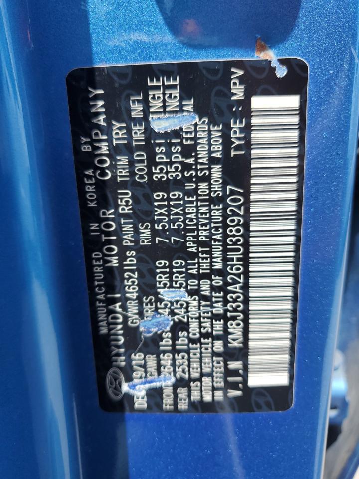 2017 Hyundai Tucson Limited VIN: KM8J33A26HU389207 Lot: 64095744