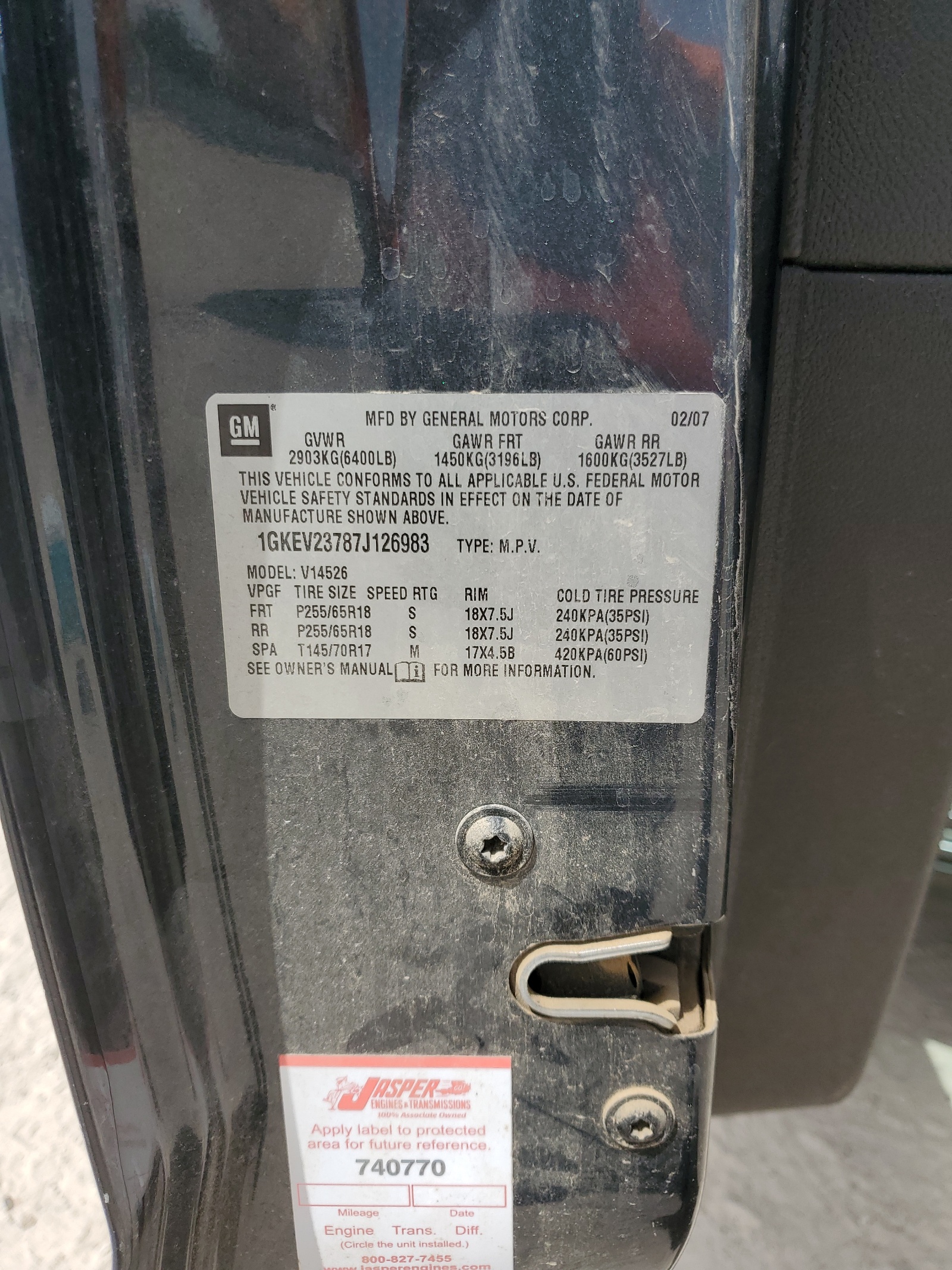 1GKEV23787J126983 2007 GMC Acadia Slt-1