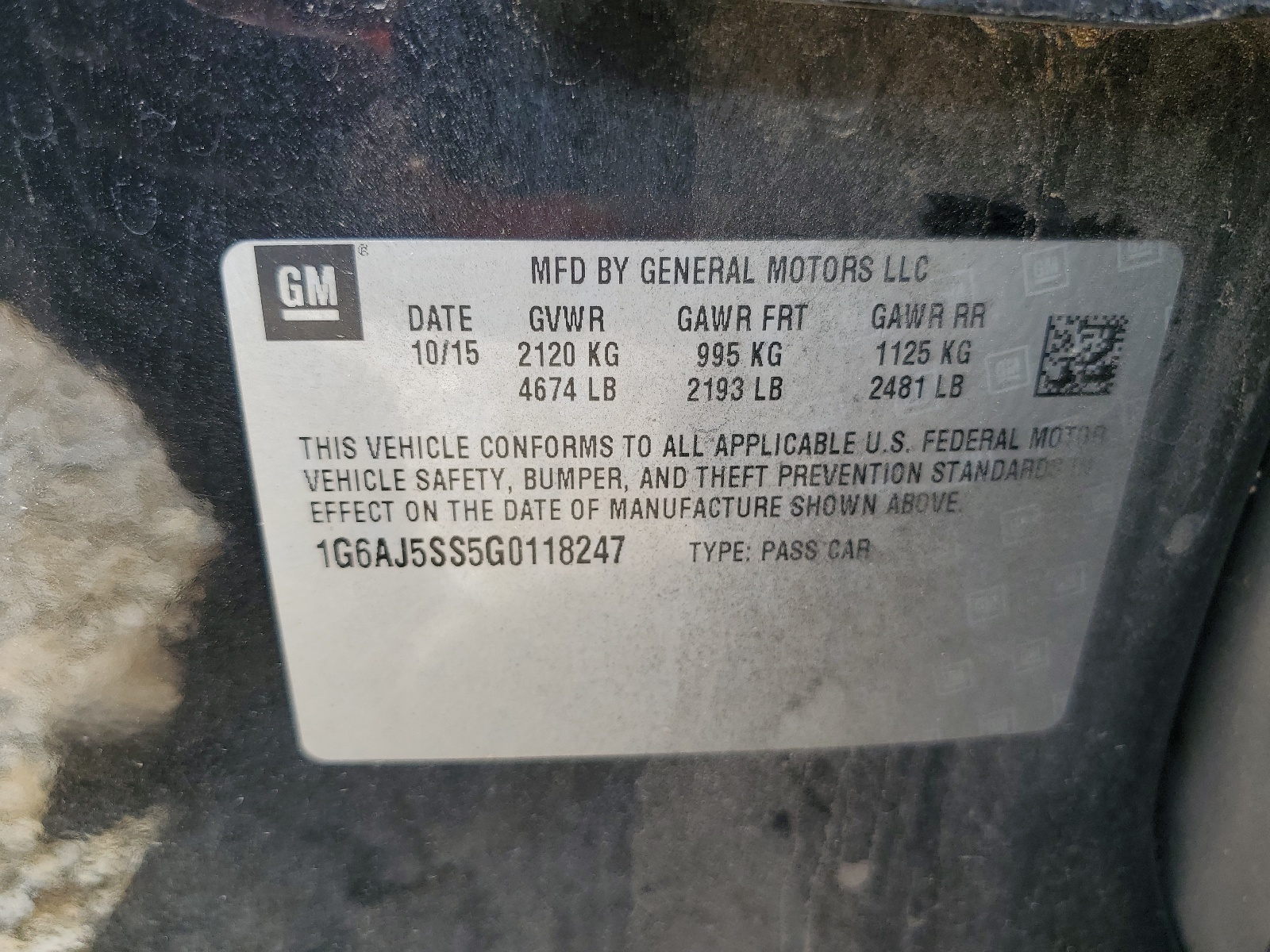 1G6AJ5SS5G0118247 2016 Cadillac Ats Performance