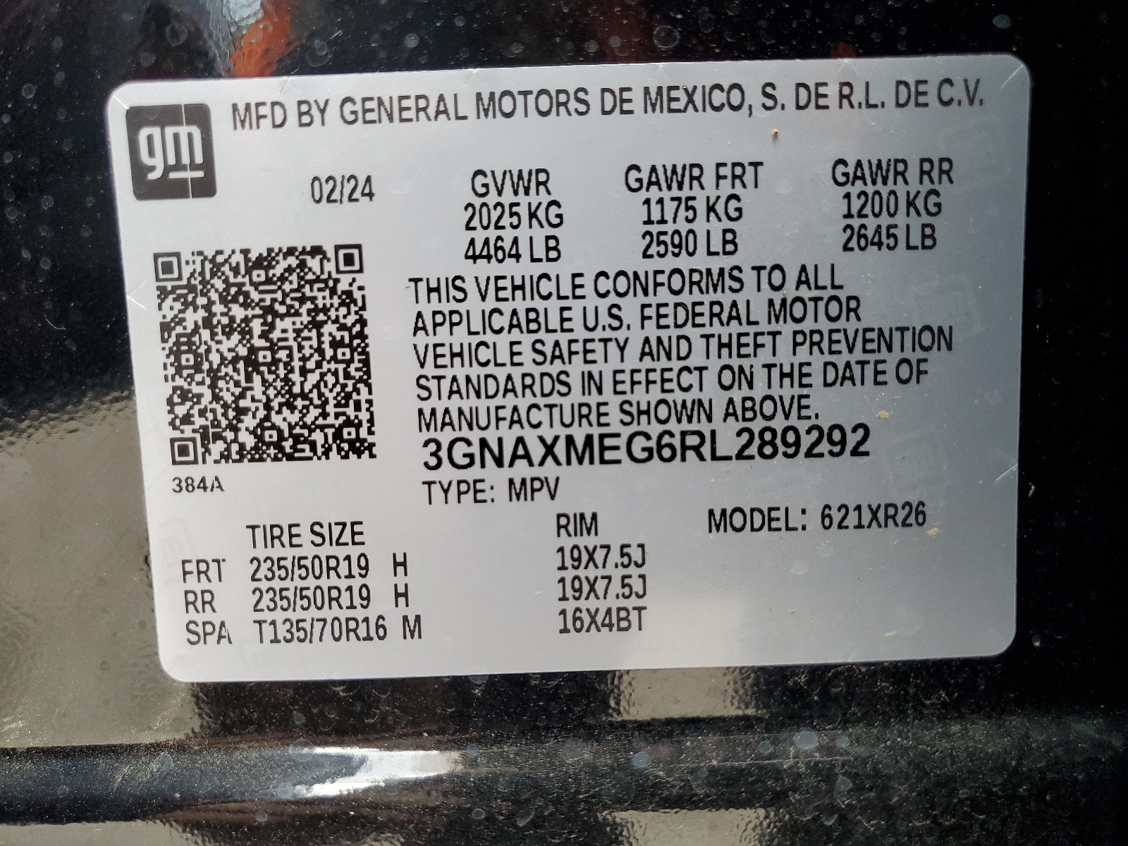 3GNAXMEG6RL289292 2024 Chevrolet Equinox Rs