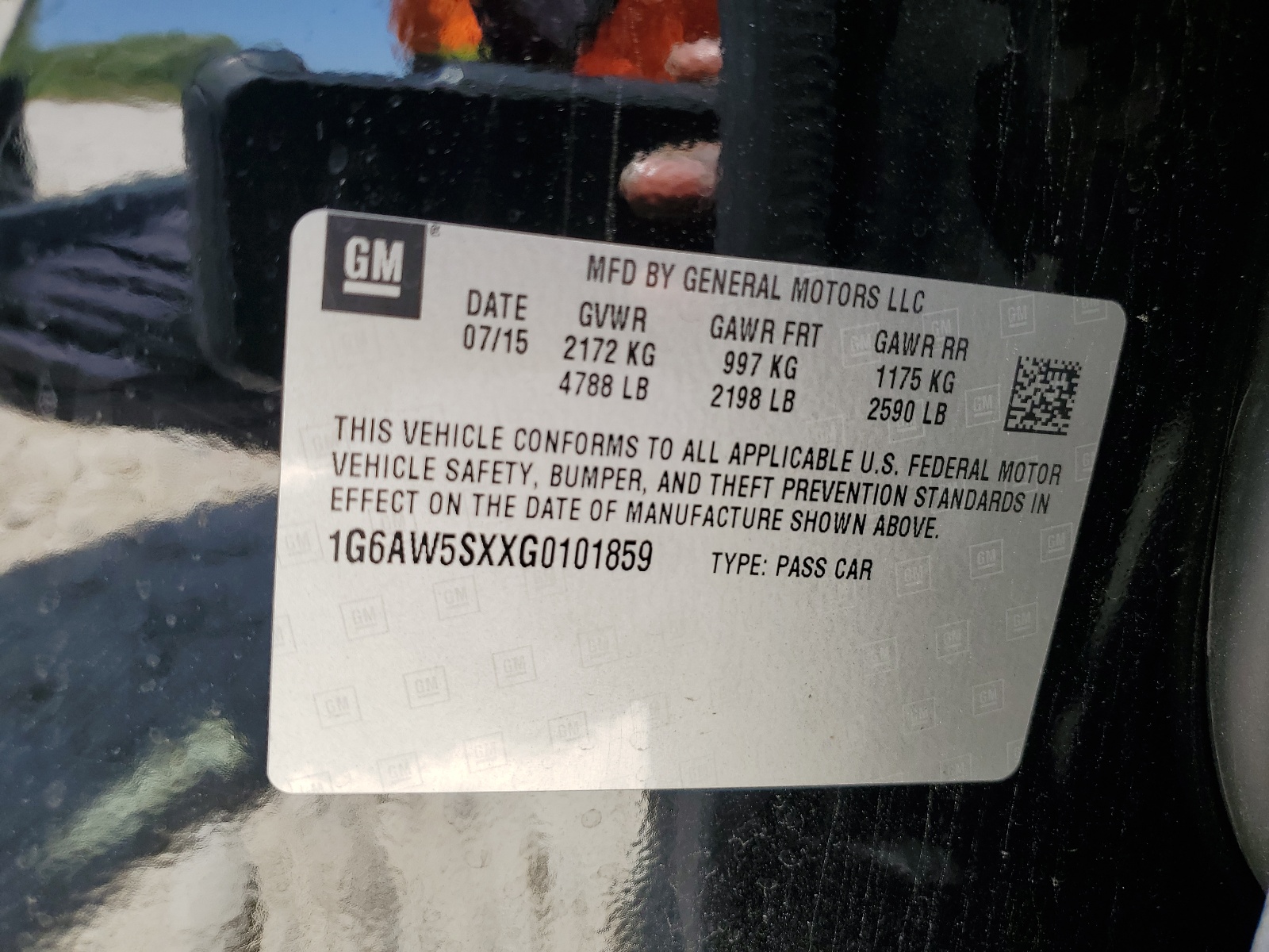 1G6AW5SXXG0101859 2016 Cadillac Cts