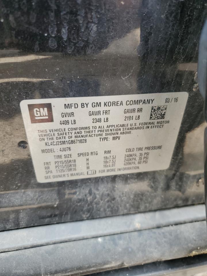 2016 Buick Encore Sport Touring VIN: KL4CJ2SM1GB671028 Lot: 62481725