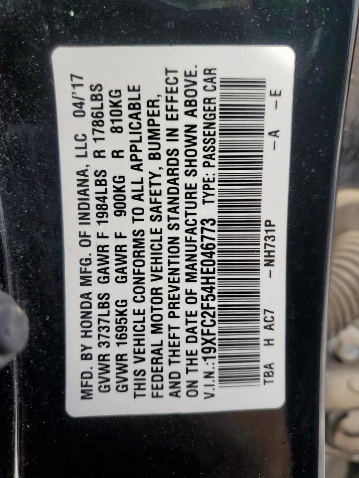 19XFC2F54HE046773 HONDA CIVIC 2017