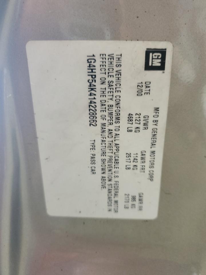 2001 Buick Lesabre Custom VIN: 1G4HP54K414228662 Lot: 66684905