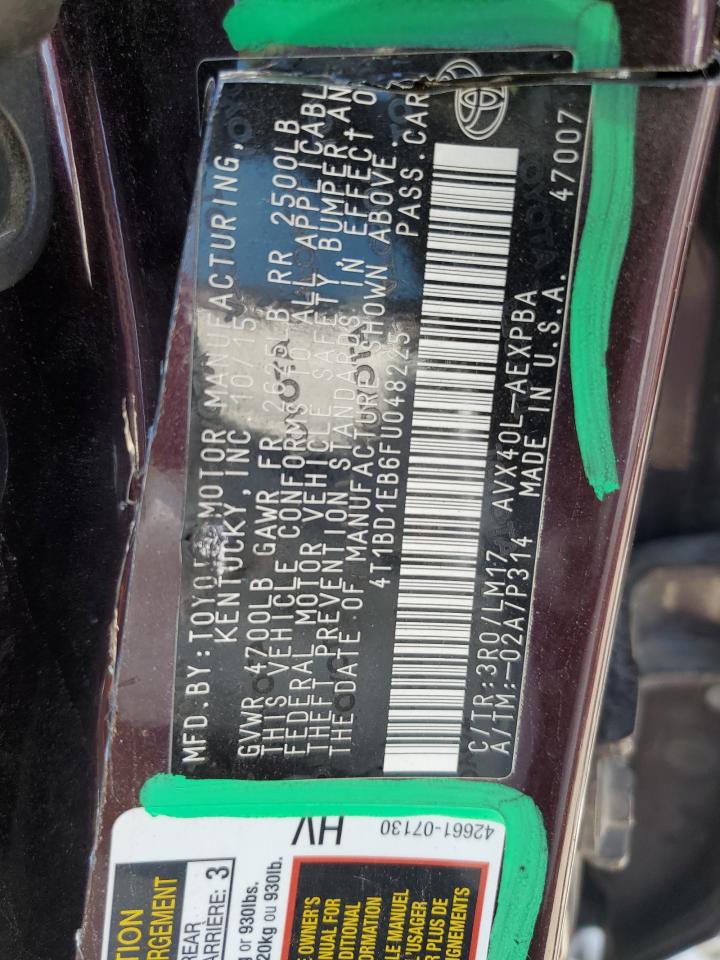 2015 Toyota Avalon Hybrid VIN: 4T1BD1EB6FU048225 Lot: 64860555