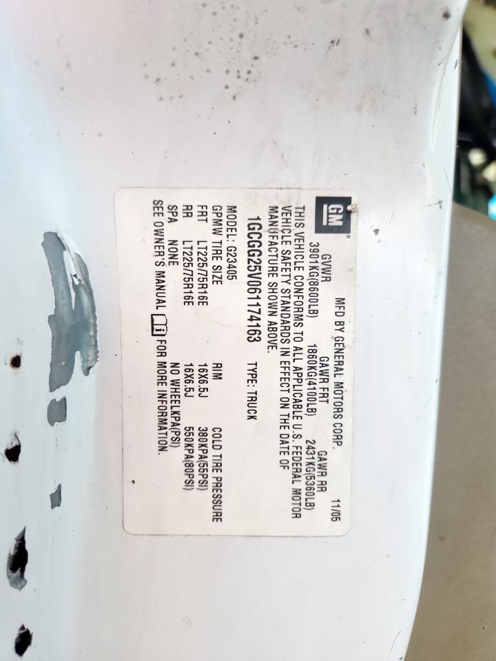 2006 Chevrolet Express G2500 VIN: 1GCGG25V061174163 Lot: 65414195