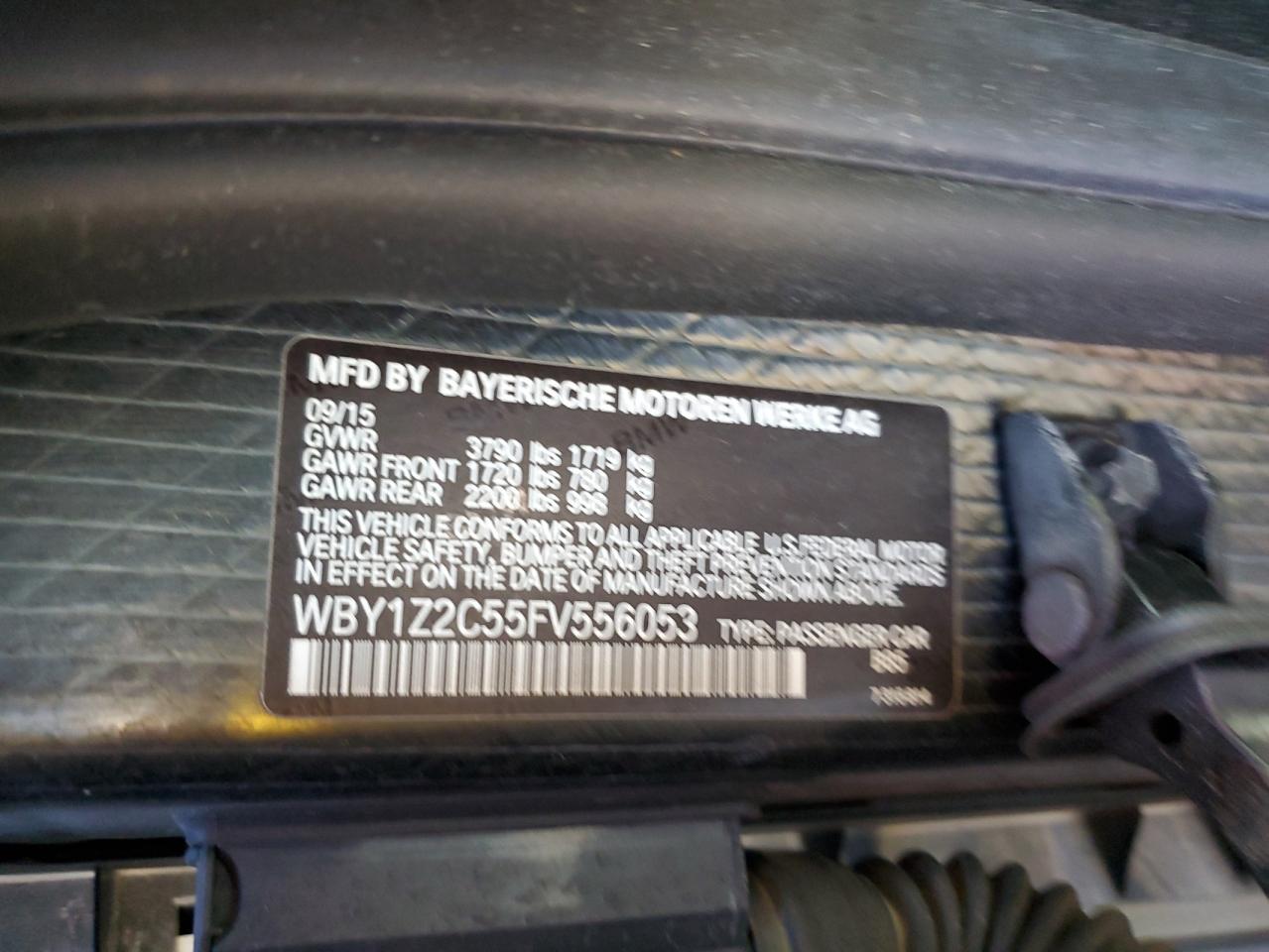 2015 BMW I3 Bev VIN: WBY1Z2C55FV556053 Lot: 66966385