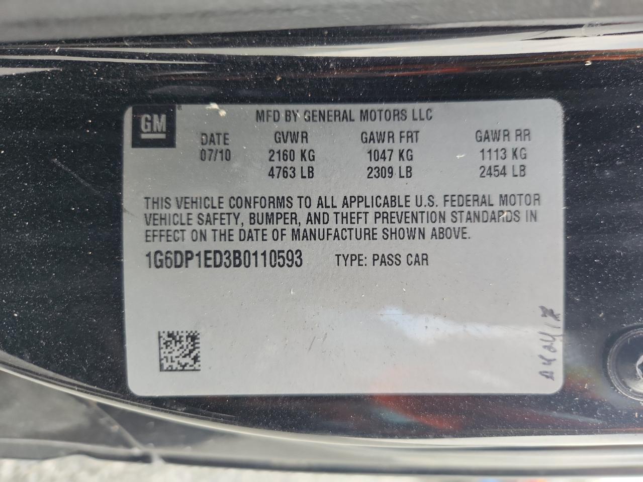 2011 Cadillac Cts Premium Collection VIN: 1G6DP1ED3B0110593 Lot: 63099245
