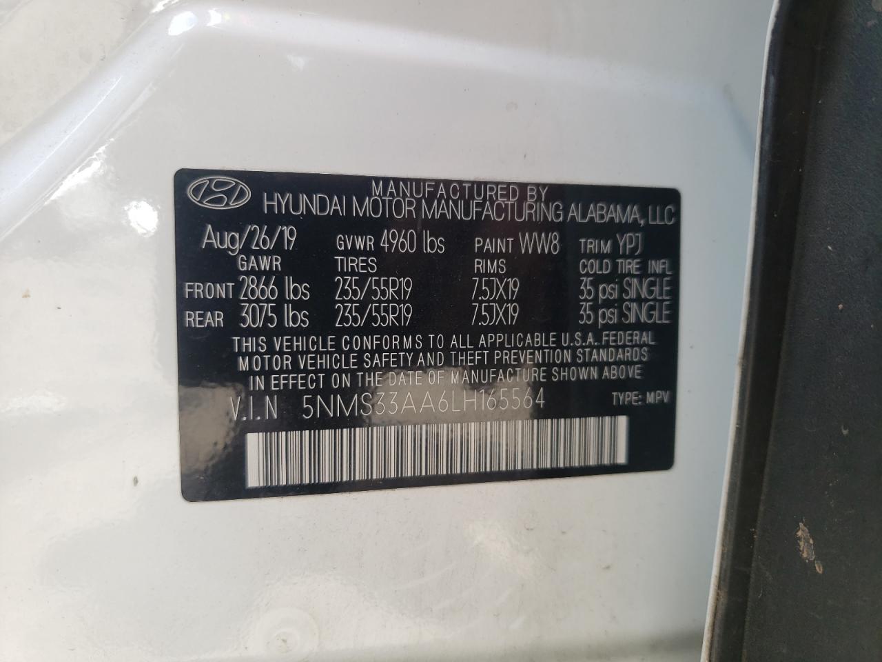 2020 Hyundai Santa Fe Sel VIN: 5NMS33AA6LH165564 Lot: 64628535