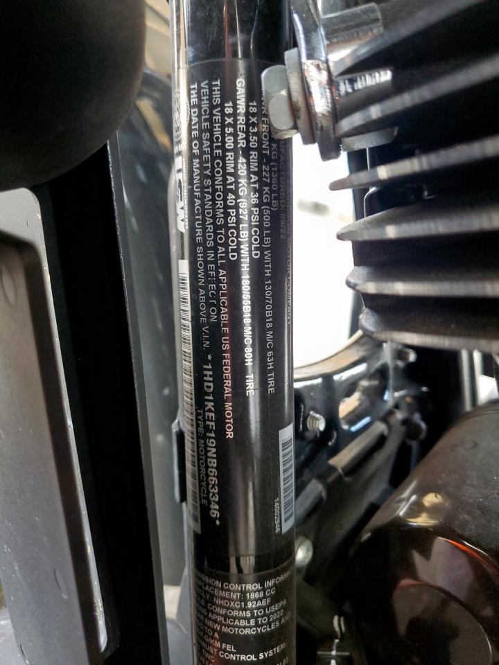 2022 Harley-Davidson Flhtk VIN: 1HD1KEF19NB663346 Lot: 64864335