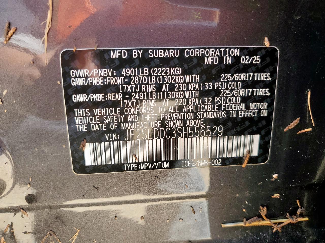 2025 Subaru Forester Premium VIN: JF2SLDDC3SH556529 Lot: 65522405