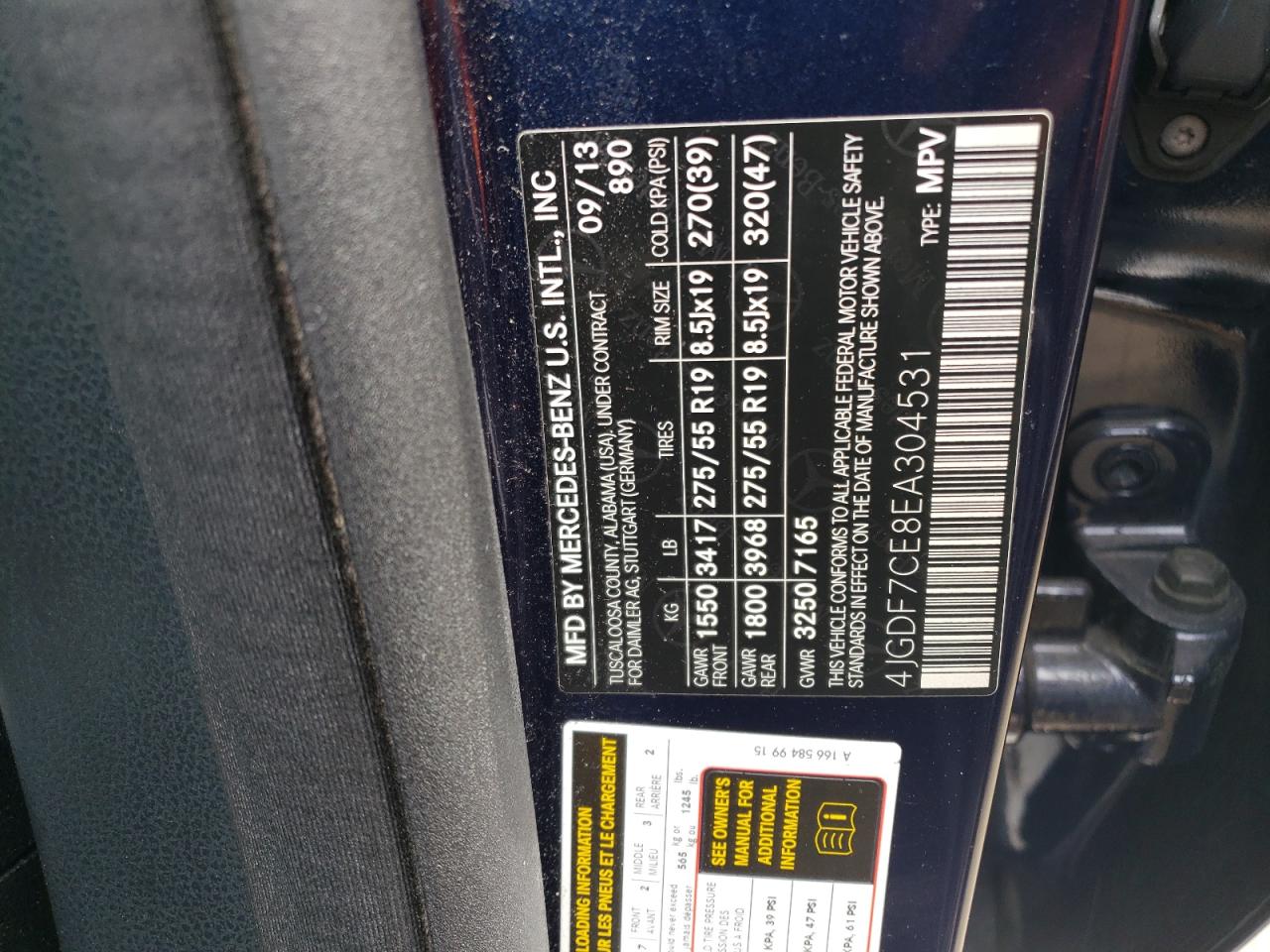 2014 Mercedes-Benz Gl 450 4Matic VIN: 4JGDF7CE8EA304531 Lot: 64221435