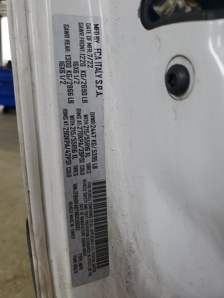 2022 Ram Promaster City Tradesman VIN: ZFBHRFAB7N6X39692 Lot: 86866285