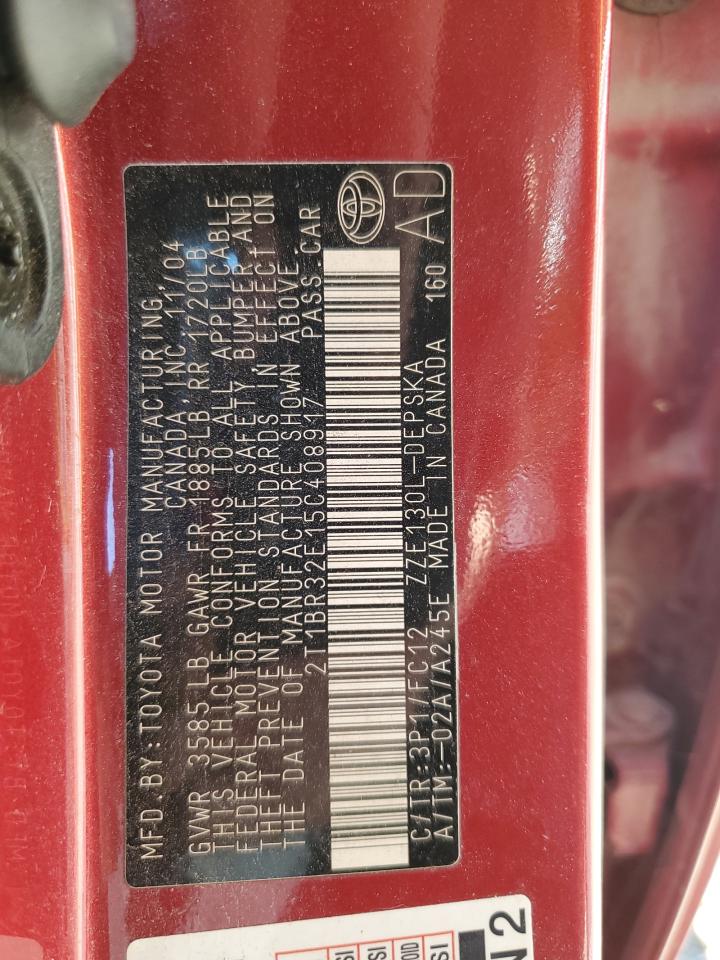 2t1br32e15c408917 2T1BR32E15C408917 2005 Toyota Corolla Ce
