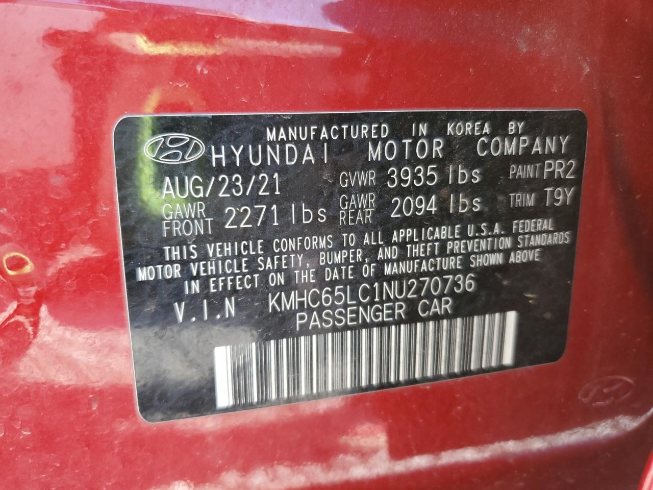 2022 Hyundai Ioniq Blue VIN: KMHC65LC1NU270736 Lot: 63329725