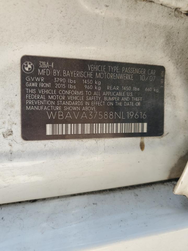 wbava37588nl19616 WBAVA37588NL19616 2008 BMW 328 I