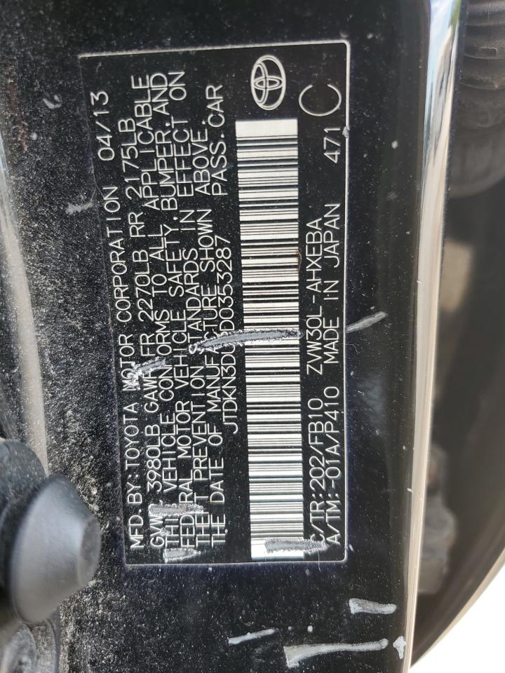 2013 Toyota Prius VIN: JTDKN3DU2D0353287 Lot: 63229065
