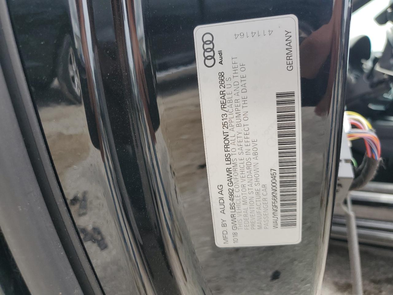 2019 Audi A5 Premium Plus VIN: WAUYNGF56KN000457 Lot: 64000305