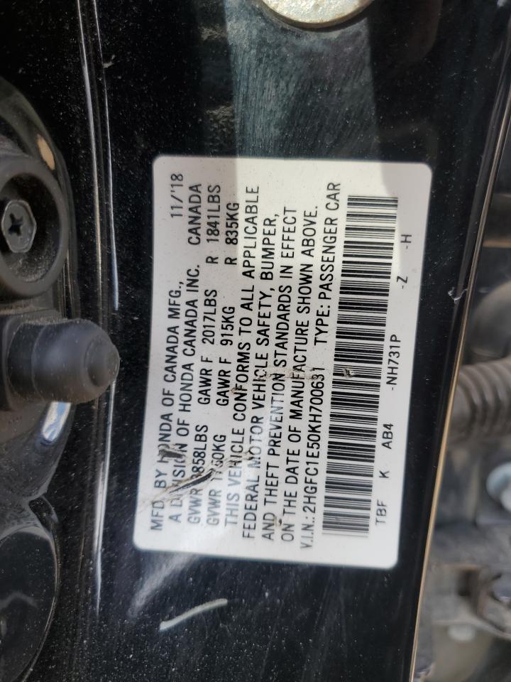 2019 Honda Civic Si VIN: 2HGFC1E50KH700631 Lot: 64651415