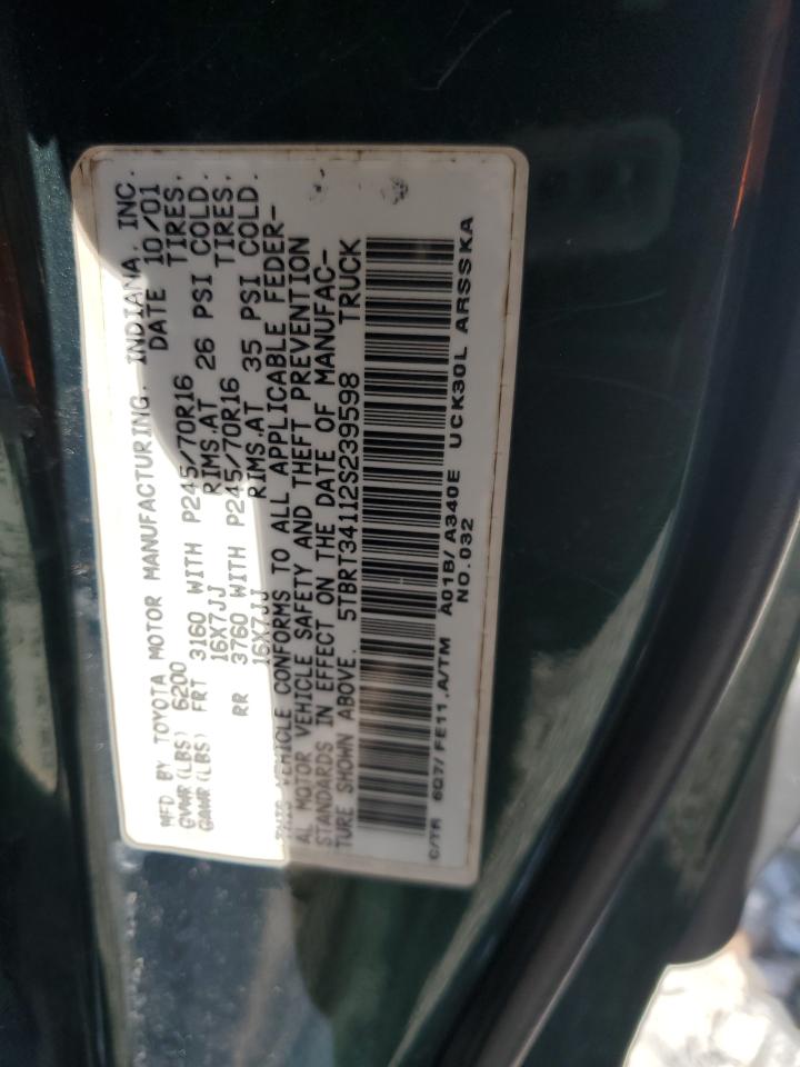 2002 Toyota Tundra Access Cab VIN: 5TBRT34112S239598 Lot: 64117645