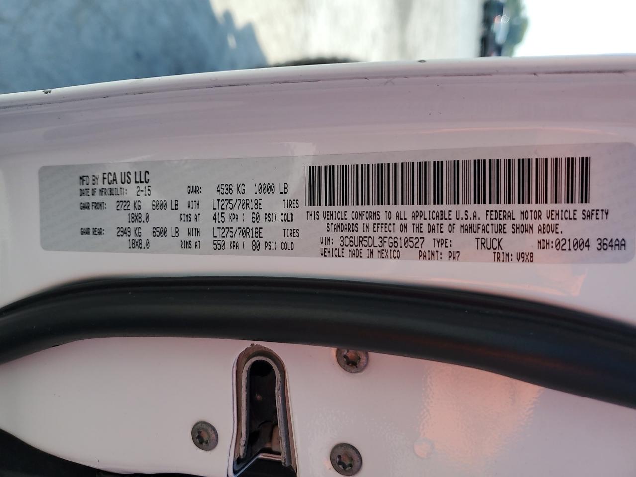 3C6UR5DL3FG610527 2015 Ram 2500 Slt