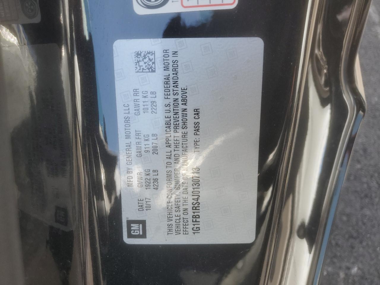 2018 Chevrolet Camaro Lt VIN: 1G1FB1RS4J0130713 Lot: 63825145