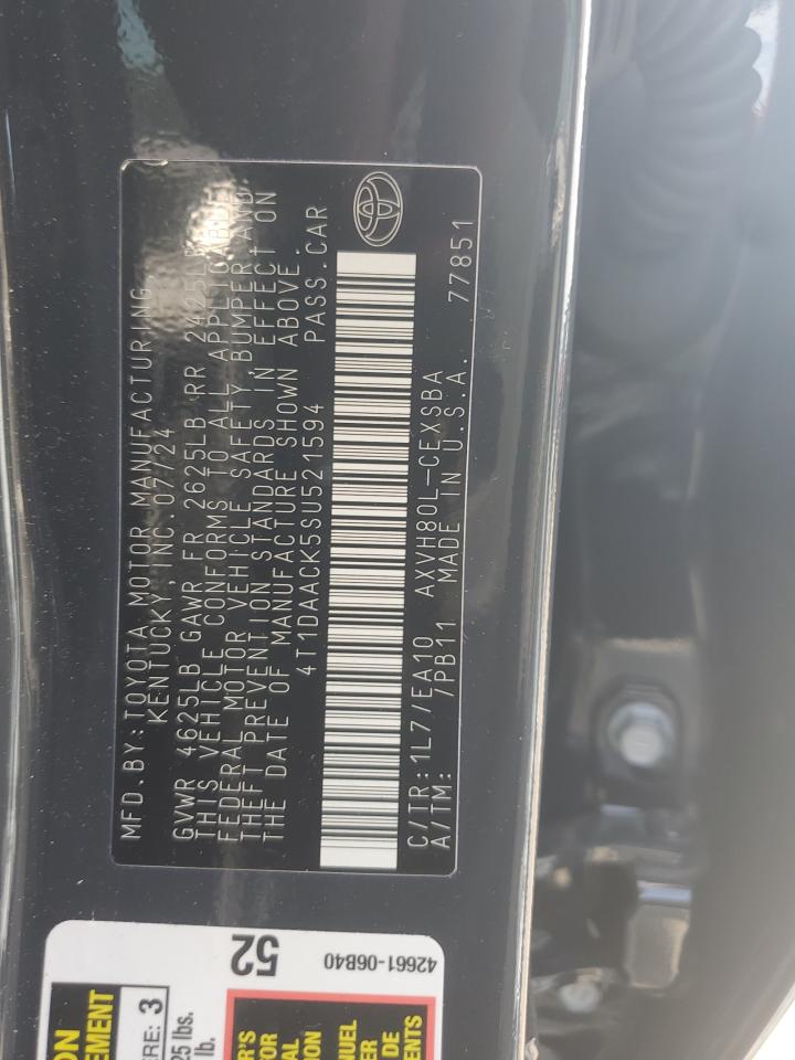 2025 Toyota Camry Xse VIN: 4T1DAACK5SU521594 Lot: 66151195