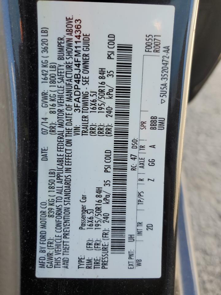 2015 Ford Fiesta Se VIN: 3FADP4BJ4FM114363 Lot: 64393475