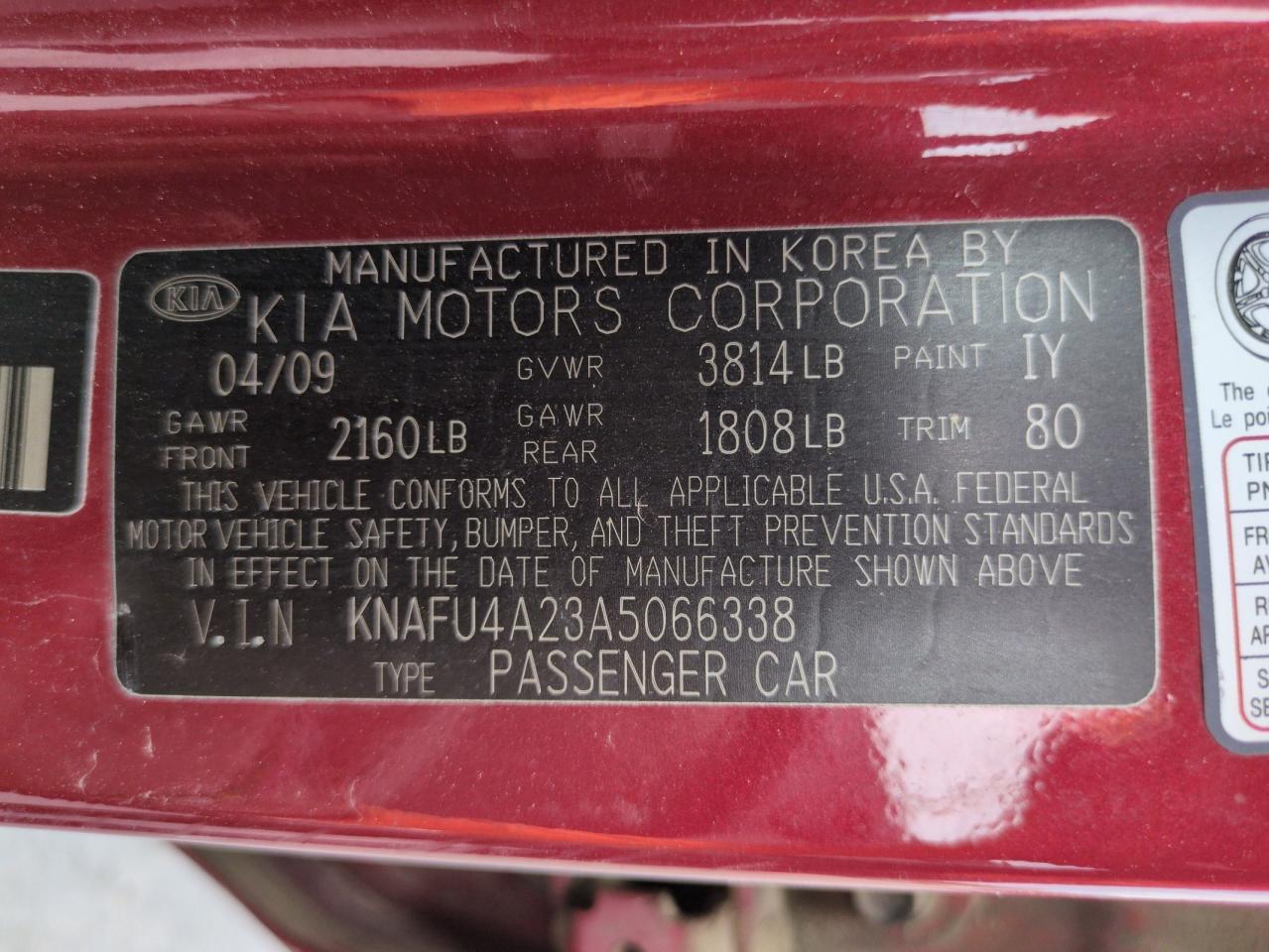 2010 Kia Forte Ex VIN: KNAFU4A23A5066338 Lot: 63491135