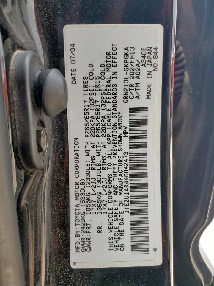 2004 Toyota 4Runner Sr5 VIN: JTEZU14R440042473 Lot: 64202815