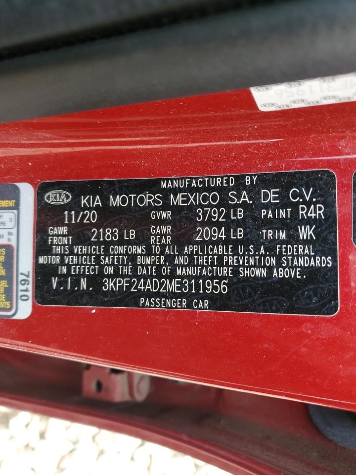 2021 Kia Forte Fe VIN: 3KPF24AD2ME311956 Lot: 63674425