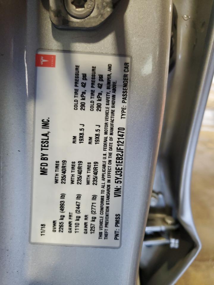 2018 Tesla Model 3 VIN: 5YJ3E1EB2JF121470 Lot: 64447215
