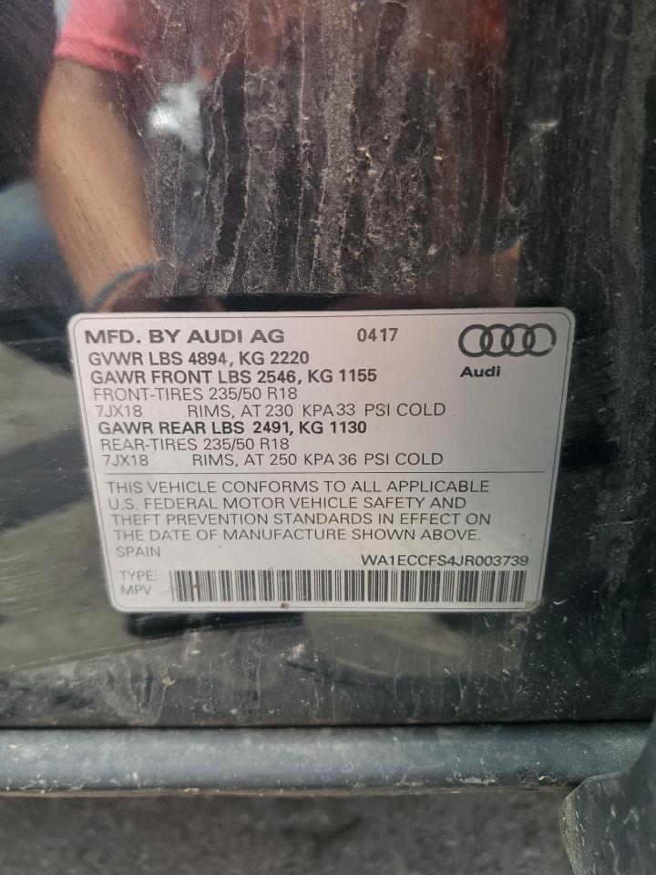 2018 Audi Q3 Premium VIN: WA1ECCFS4JR003739 Lot: 63318465