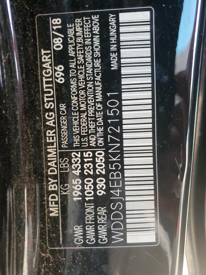 2019 Mercedes-Benz Cla 250 VIN: WDDSJ4EB5KN721501 Lot: 64987875