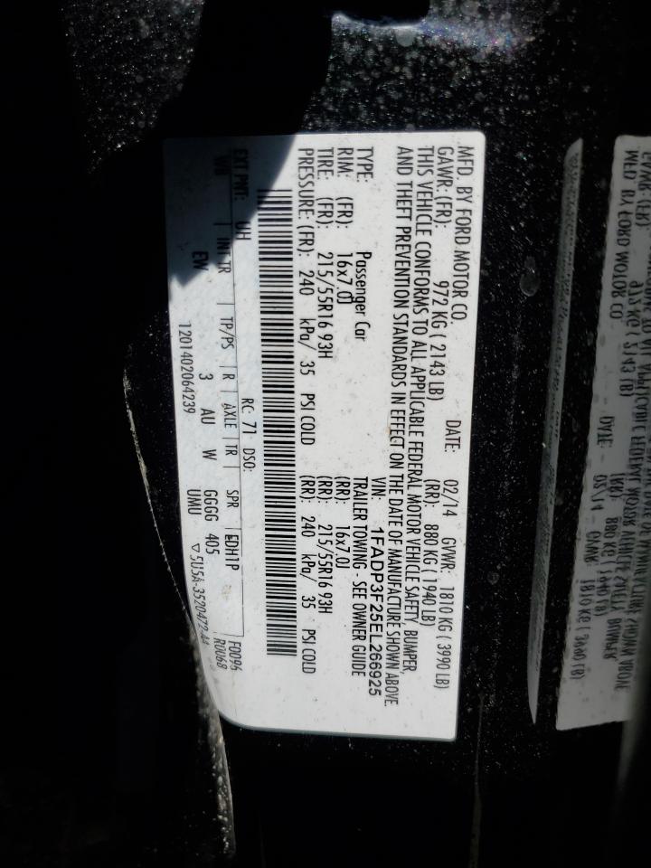 2014 Ford Focus Se VIN: 1FADP3F25EL266925 Lot: 61353655