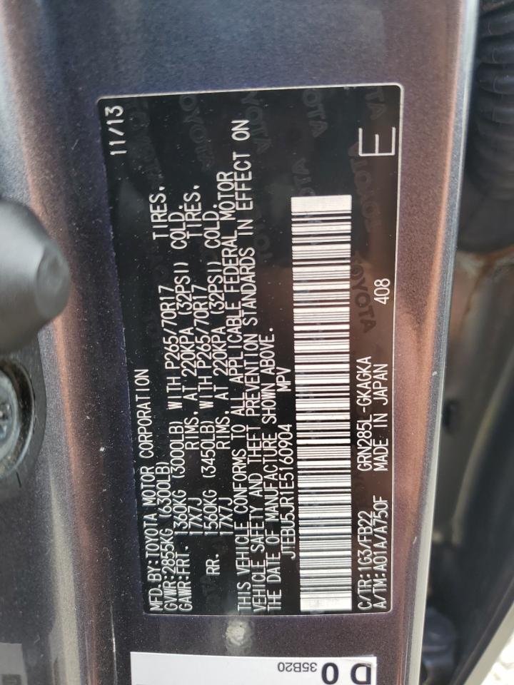 2014 Toyota 4Runner Sr5 VIN: JTEBU5JR1E5160904 Lot: 67274205