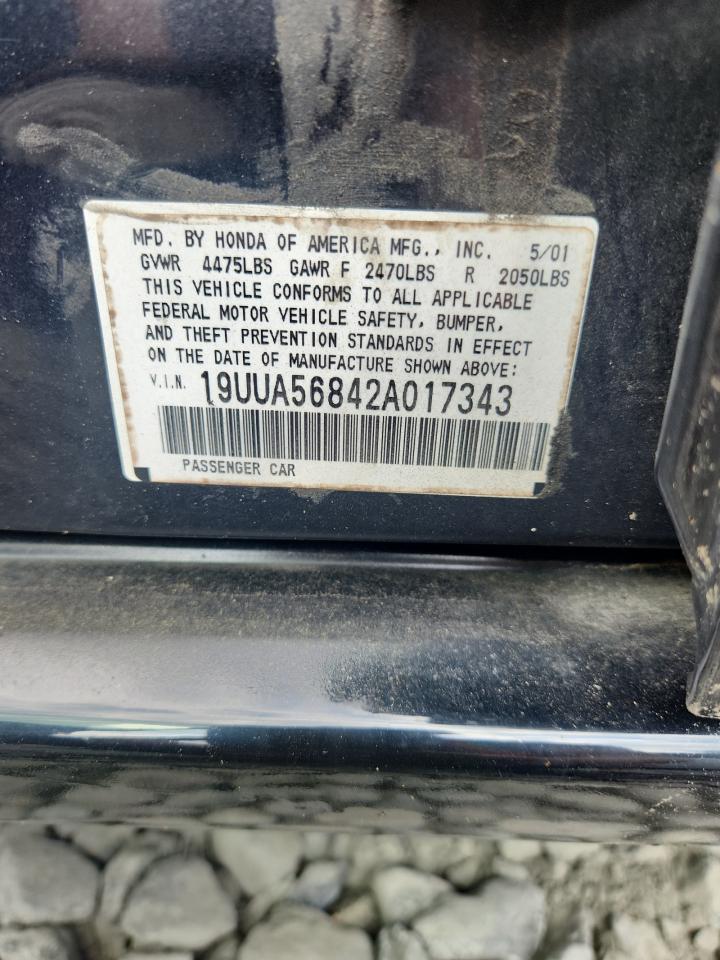 2002 Acura 3.2Tl Type-S VIN: 19UUA56842A017343 Lot: 65083615