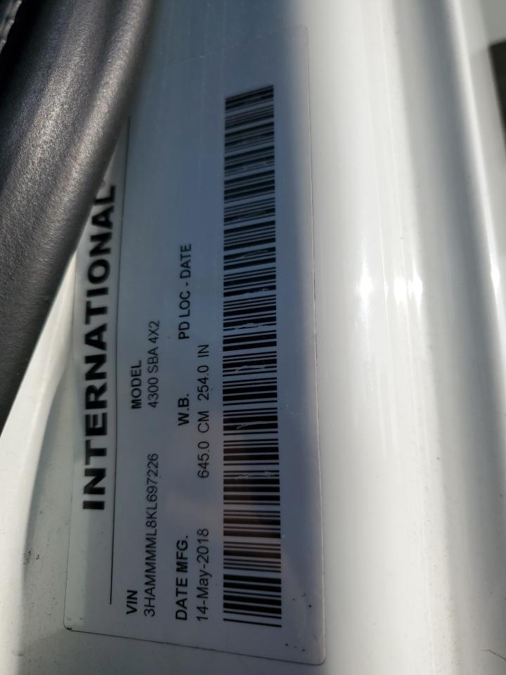 2019 International 4000 4300 VIN: 3HAMMMML8KL697226 Lot: 62911435