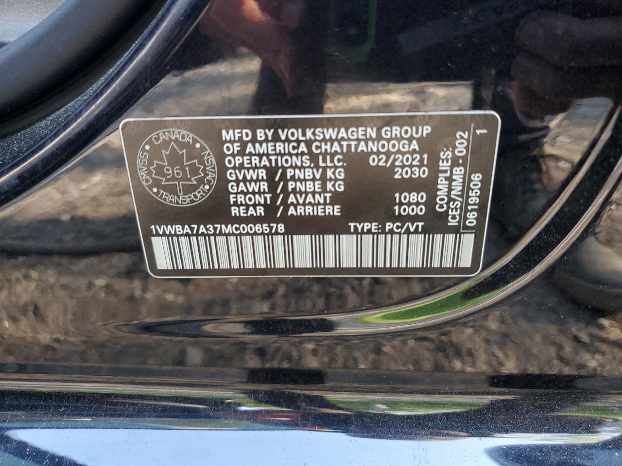2021 Volkswagen Passat Highline VIN: 1VWBA7A37MC006578 Lot: 65994155