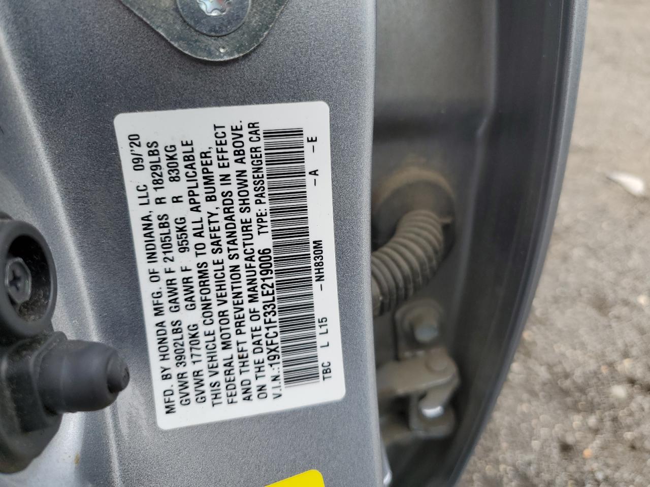 2020 Honda Civic Ex VIN: 19XFC1F33LE219006 Lot: 64636295