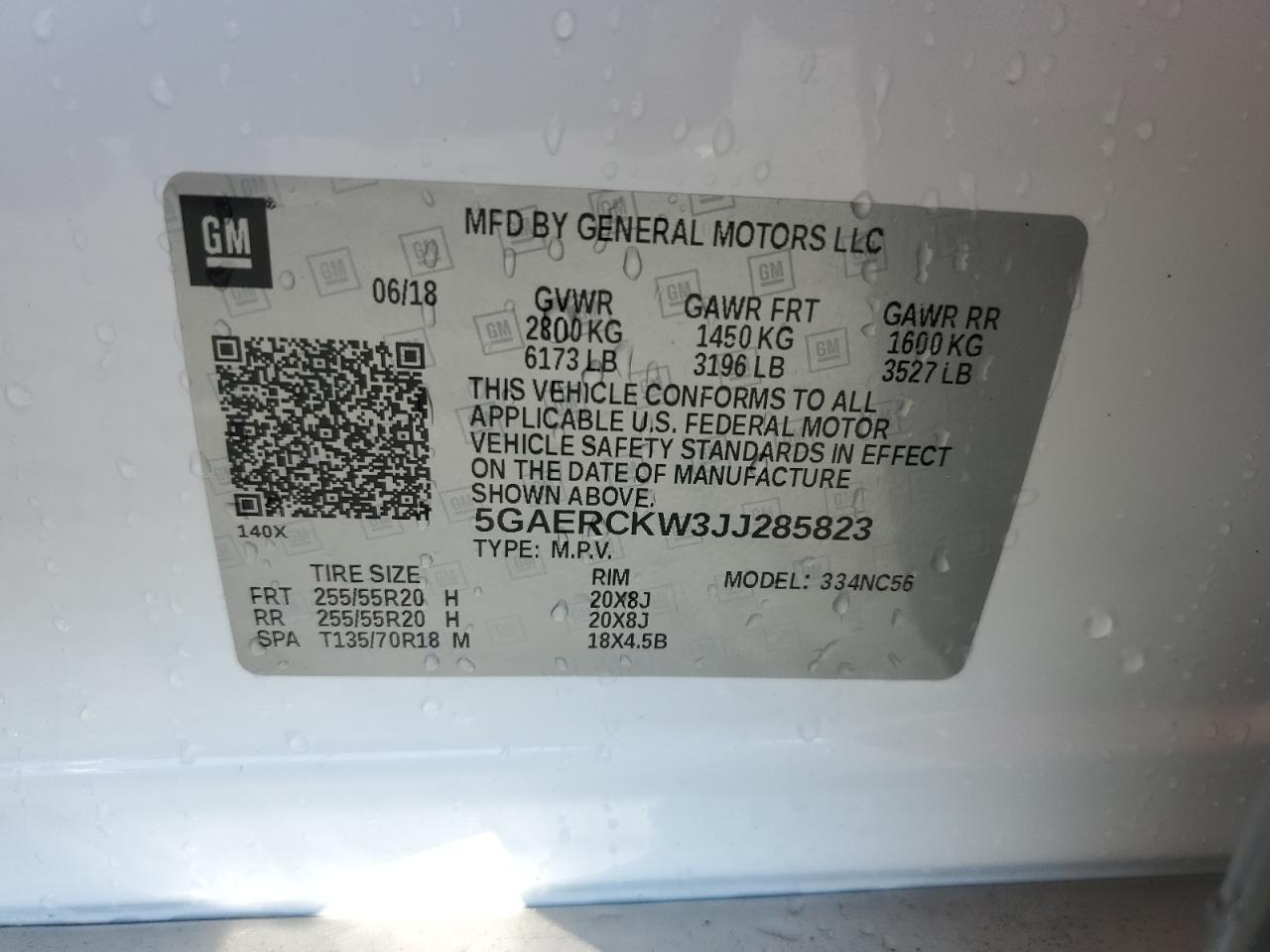 2018 Buick Enclave Premium VIN: 5GAERCKW3JJ285823 Lot: 63262125