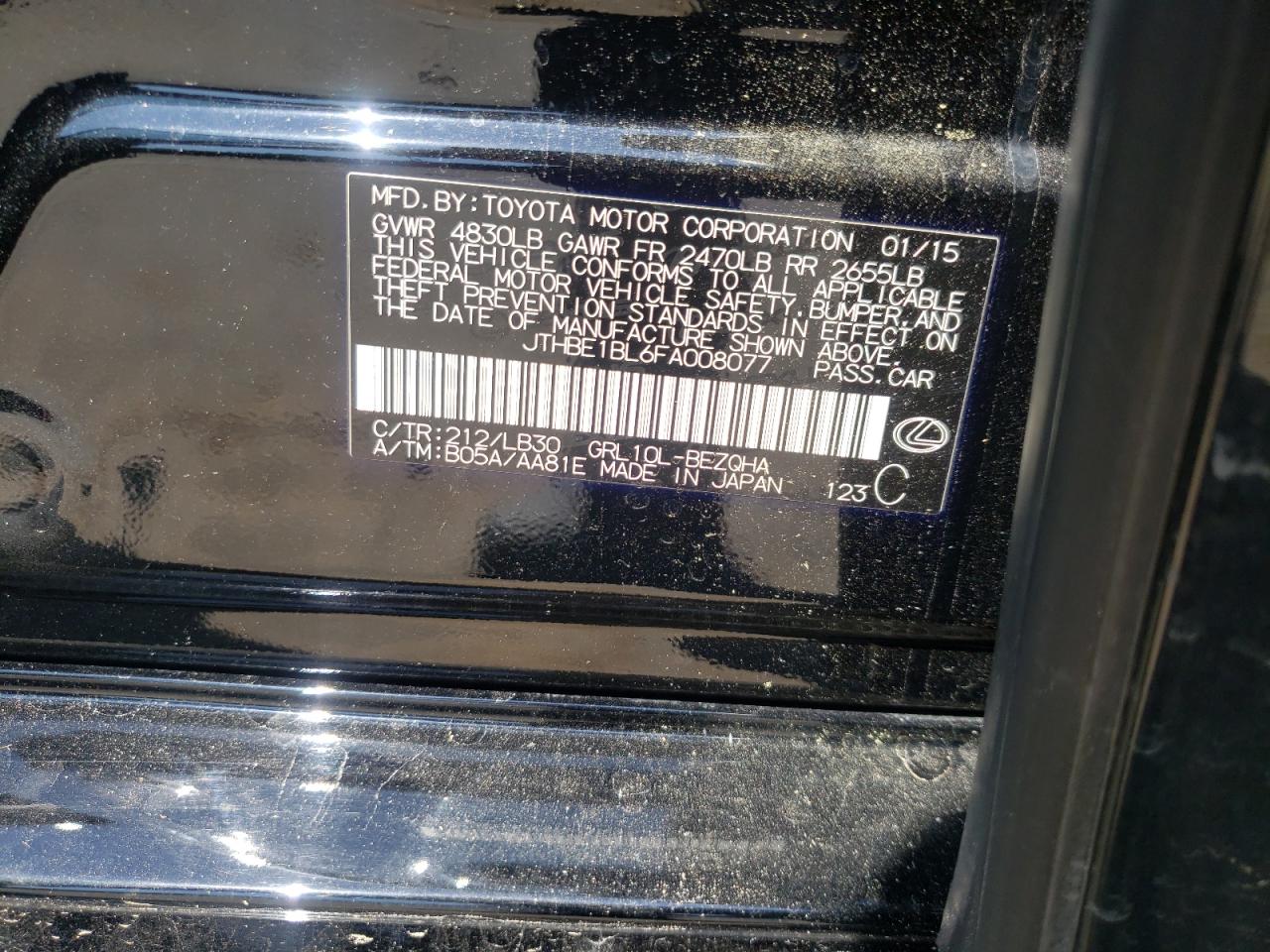 2015 Lexus Gs 350 VIN: JTHBE1BL6FA008077 Lot: 65194385