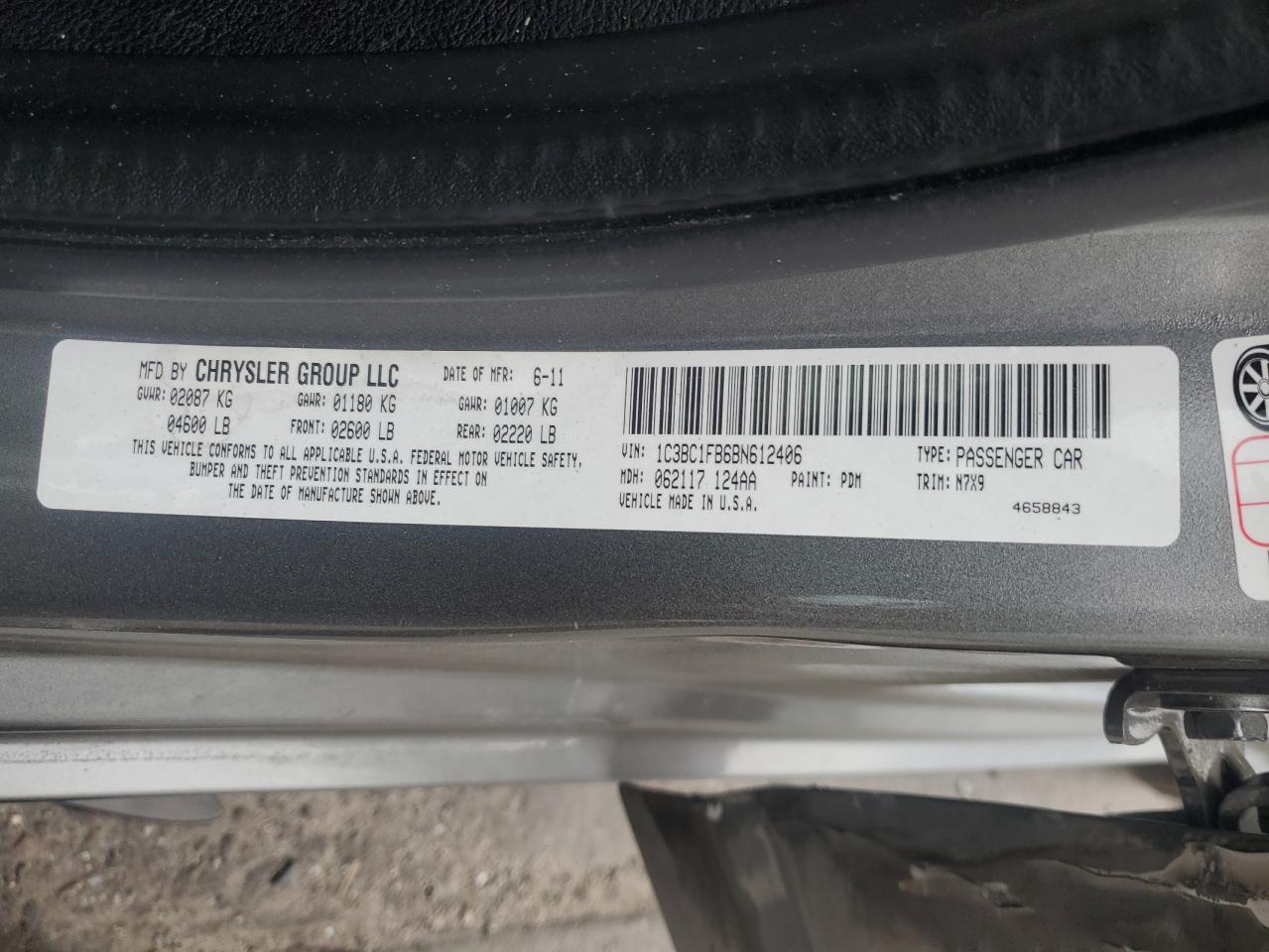 2011 Chrysler 200 Touring VIN: 1C3BC1FB6BN612406 Lot: 64454475