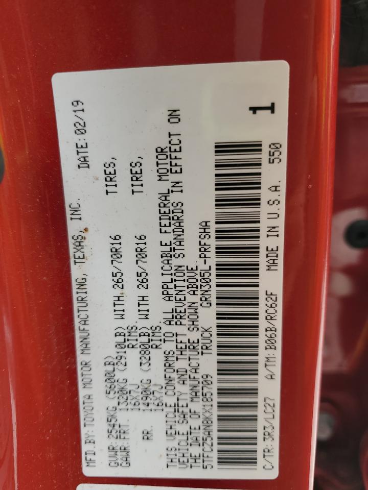 2019 Toyota Tacoma Double Cab VIN: 5TFCZ5AN8KX185709 Lot: 63831585